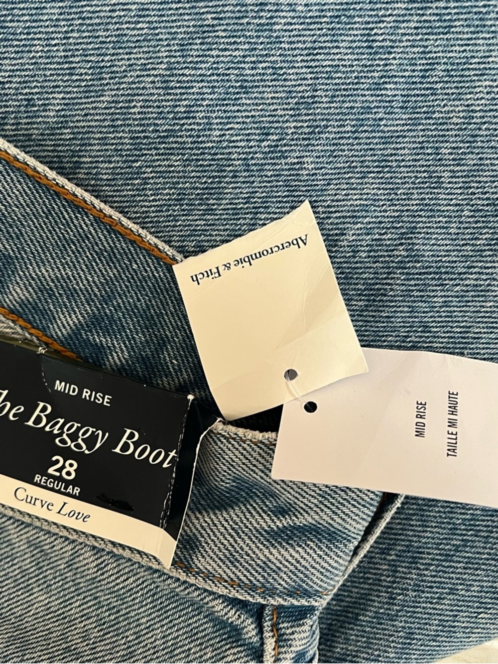 Abercrombie and Fitch Curve Love The Baggy Boot Mid Rise Blue Women’s Jeans - Picture 9 of 9